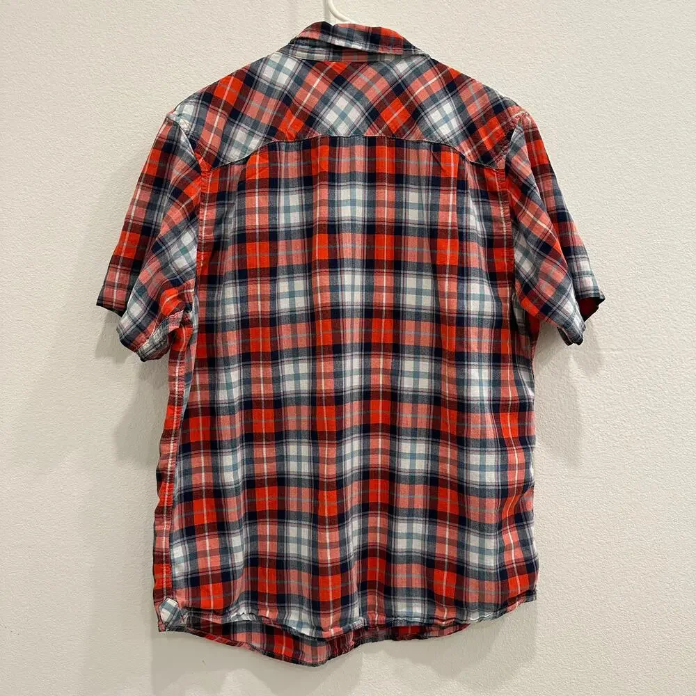 The North Face Mens Large Red Plaid Shirt Short Sleeve ButtonUp Camping Gorpcore